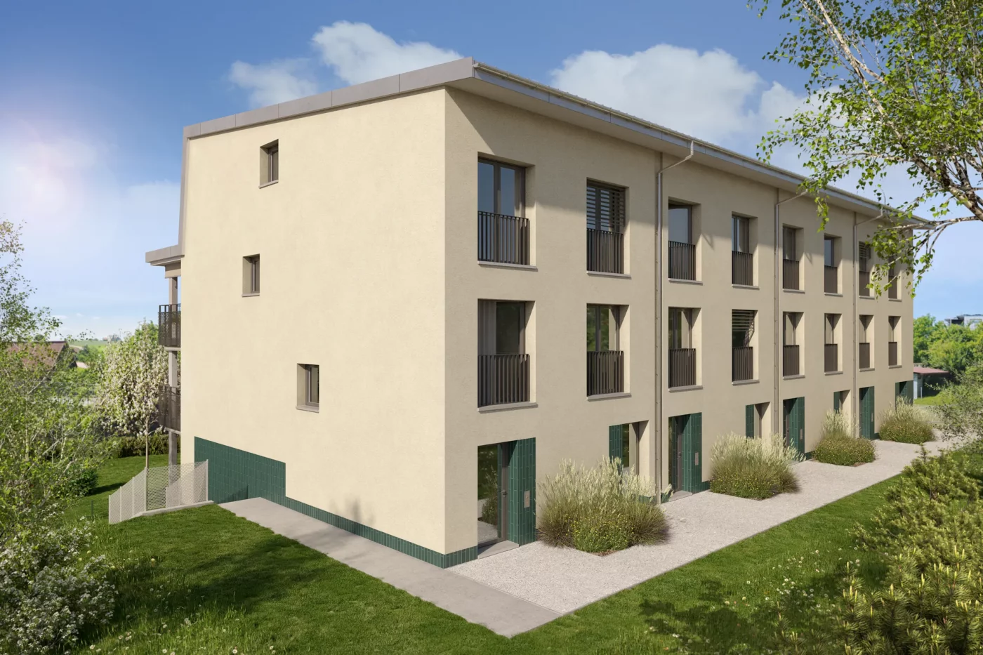 Le Centre 60 côté rue, avec les entrées des quatre unités